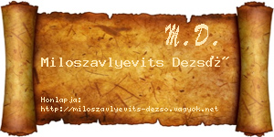 Miloszavlyevits Dezső névjegykártya